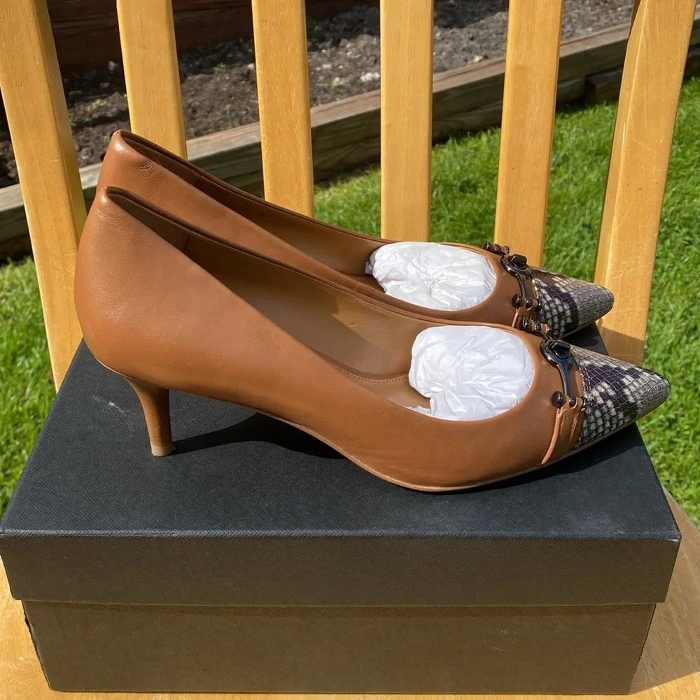 Coach Women’s Lauri Silky Nap/Lux Snake Saddle/Natural Heels Size 9M - Picture 5 of 8